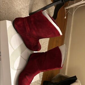 Sporty Red Suede Women's short Boots